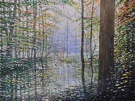 Celso Martinez Naves Weiher, 2017, OIl auf Leinwand, 30 x 40 cm